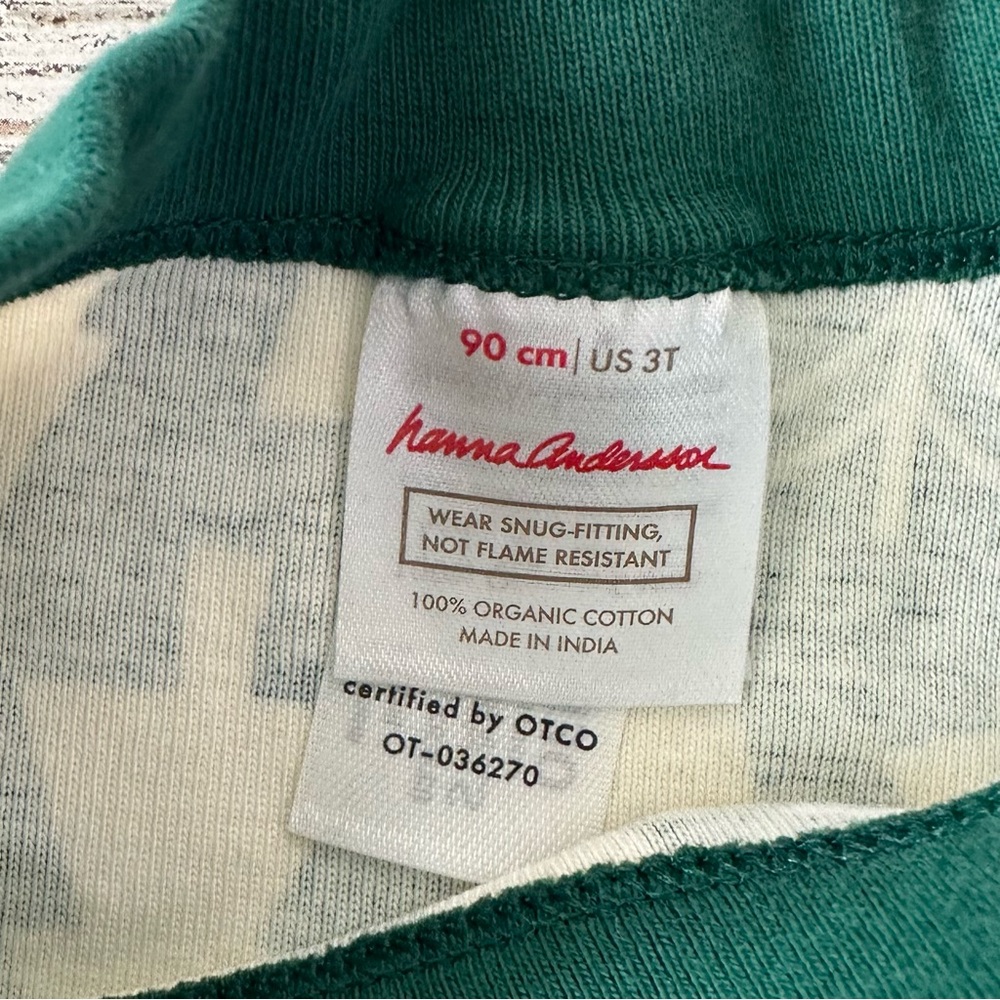 *3/$20* HANNA ANDERSSON Christmas Tree Holiday Green Pajama Top Long Sleeve 3T - Picture 3 of 5